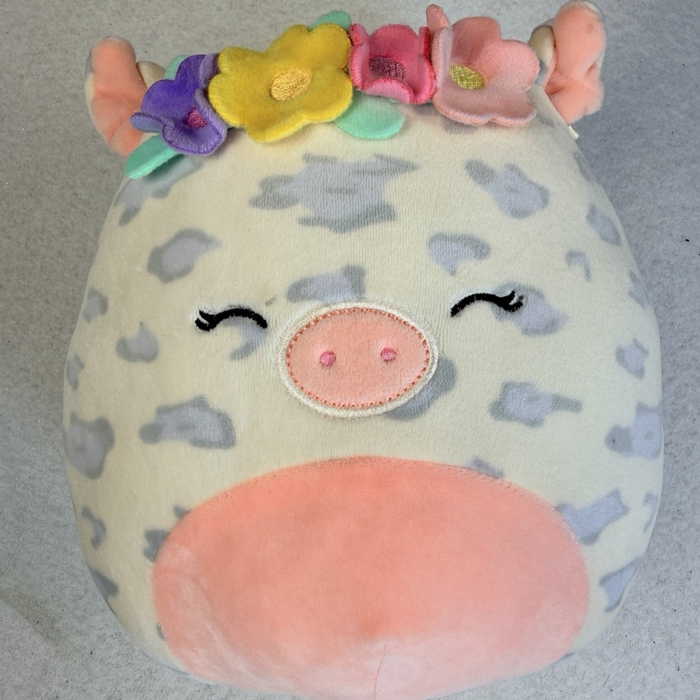 Squishmallows Rosie Spotted Pig Flower Crown 8" Kellytoy Plush Stuffed Animal